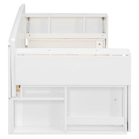 Full Size Daybed with Removable Desk, Storage Drawers & Hydraulic Side Table