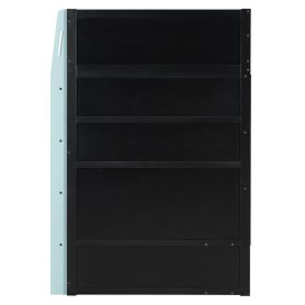 Twin Size Wood Loft Bed with Desk, Multi-storage Shelves and RGB Light