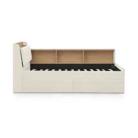 Twin Size Upholstery Velvet Day Bed with Storage Headboard and Wireless Charging