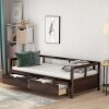Wooden Daybed with Trundle Bed and Two Storage Drawers