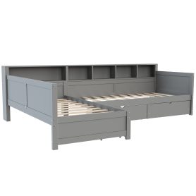 L- Shape Twin Size Bed Frame with Storage 3 Drawers
