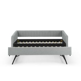 Linen Fabric Twin Size Daybed With Trundle