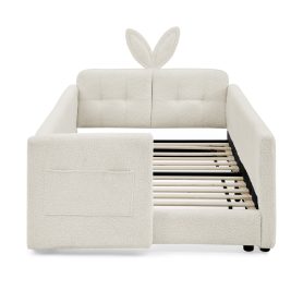 Twin Size Platform Bed with Cute Rabbit Ear Shaped Headboard