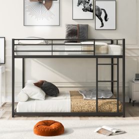 Full Over Full Metal Low Bunk Beds With Ladder