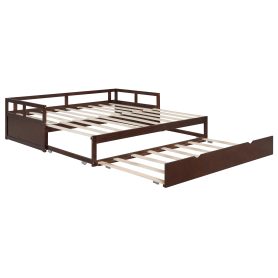 Wooden Twin Size Daybed with Trundle Bed