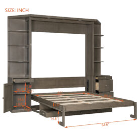 Queen Murphy Bed with Desk, Storage Shelves and Cabinets