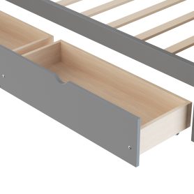 L- Shape Twin Size Bed Frame with Storage 3 Drawers