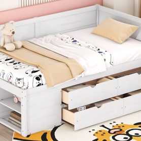 Twin Size Daybed With Drawers And Shelves