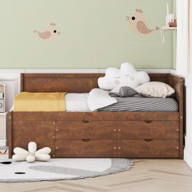 Full Size Daybed with Drawers and Shelves