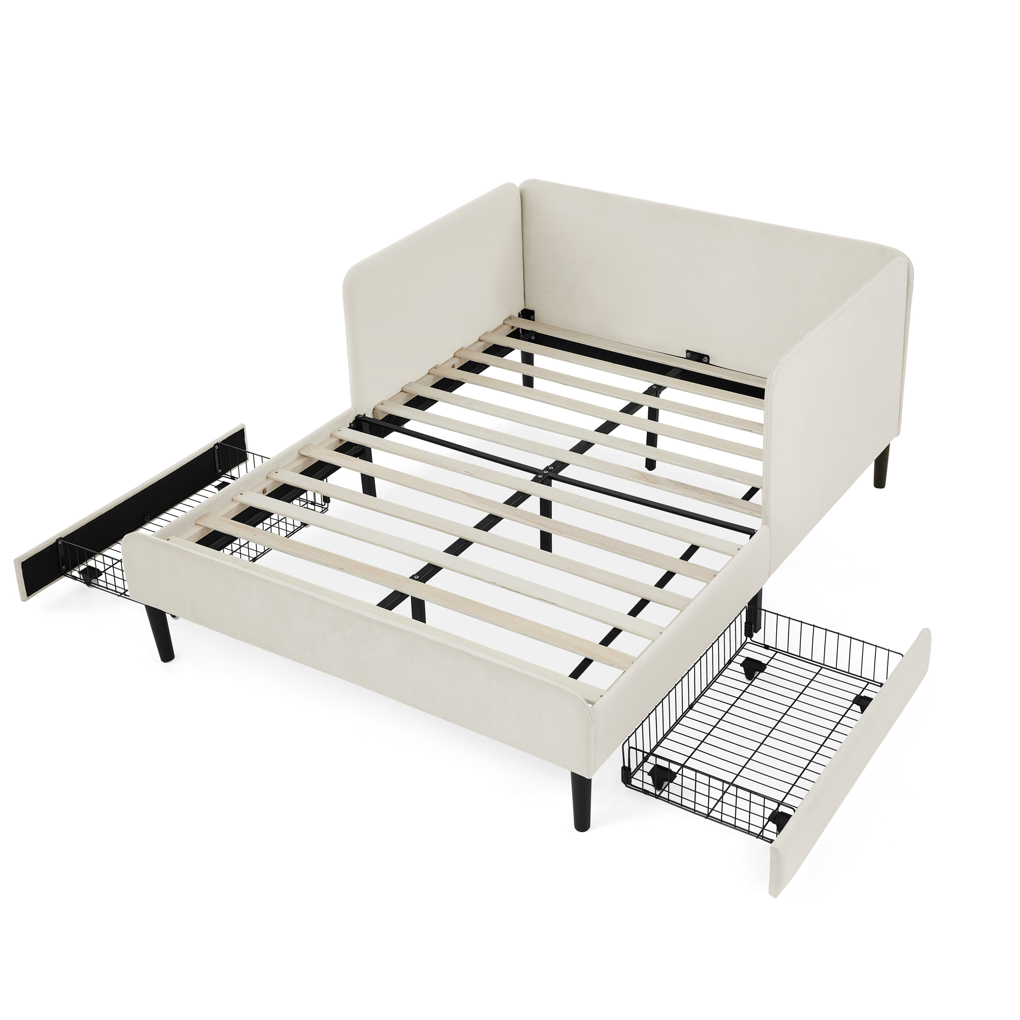Full Size Upholstered Platform Bed Frame with 2 Storage Drawers 12 Full Size Upholstered Platform Bed Frame with 2 Storage Drawers