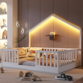 Wooden Montessori Bed with Light for Kids