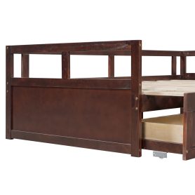 Wooden Daybed with Trundle Bed and Two Storage Drawers