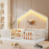 Wooden Montessori Bed with Light for Kids