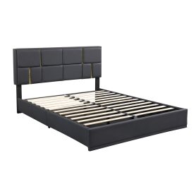 Upholstered Queen Size Platform Bed with Hydraulic Storage System