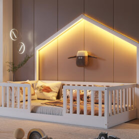 Twin Floor Bed With High Rails