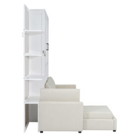 Queen Size Murphy Bed Wall Bed with Sofa and Shelves