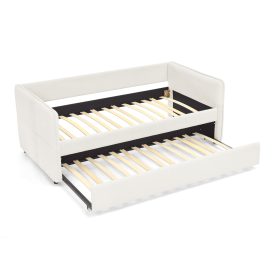 Boucle Fabric Twin Size Daybed With Trundle