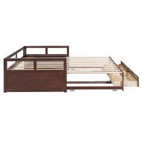 Wooden Daybed with Trundle Bed and Two Storage Drawers