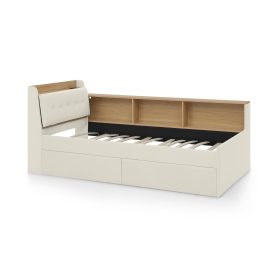 Twin Size Upholstery Velvet Day Bed with Storage Headboard and Wireless Charging