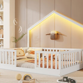 Wooden Montessori Bed with Light for Kids