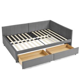 Full Size Upholstered Tufted Bed Frame with Two Drawers 37 Full Size Upholstered Tufted Bed Frame with Two Drawers