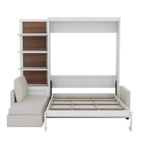 Queen Size Murphy Bed Wall Bed with Sofa and Shelves