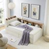 Twin Size Upholstery Velvet Day Bed with Storage Headboard and Wireless Charging
