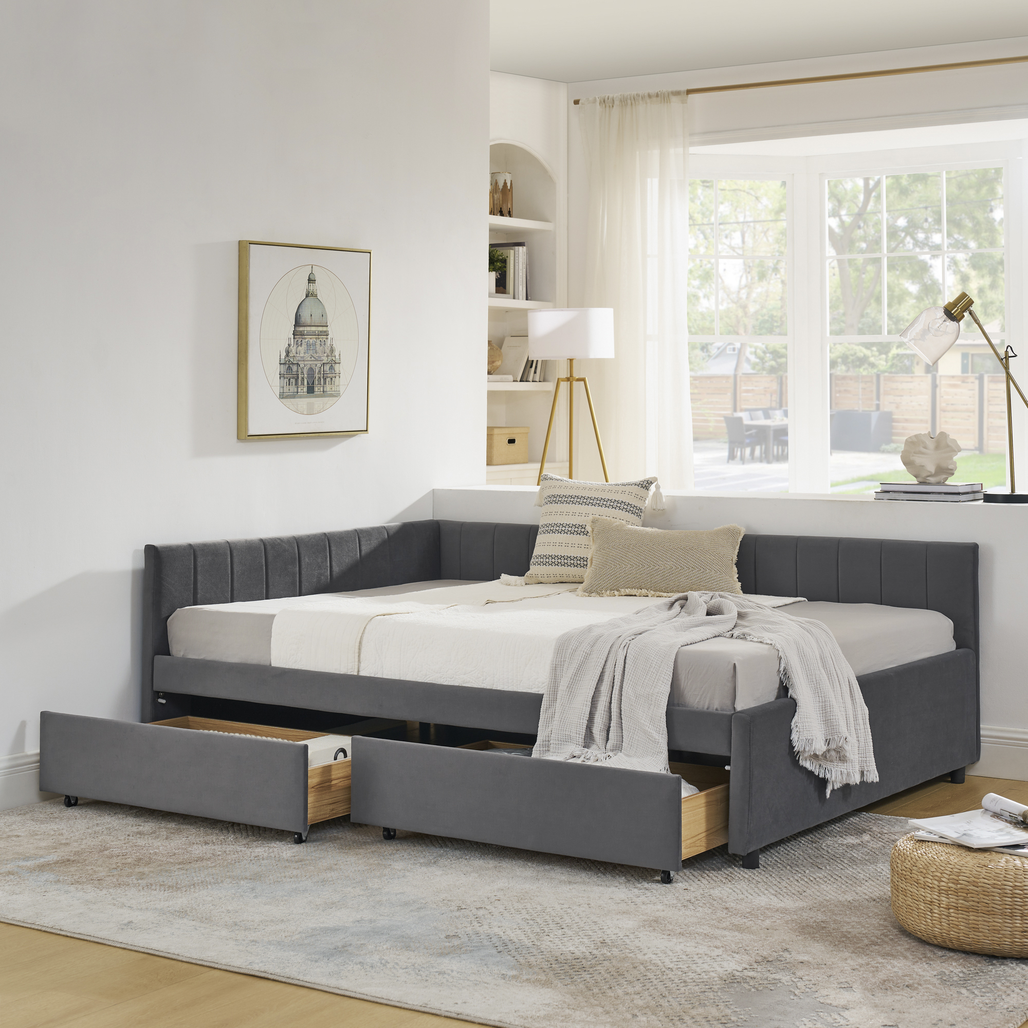 Full Size Upholstered Tufted Bed Frame with Two Drawers 24 Full Size Upholstered Tufted Bed Frame with Two Drawers