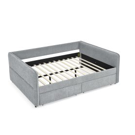 Boucle Fabric Queen Size Daybed With Two Drawers 32 Boucle Fabric Queen Size Daybed With Two Drawers