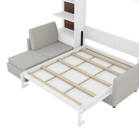 Queen Size Murphy Bed Wall Bed with Sofa and Shelves