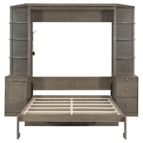 Queen Murphy Bed with Desk, Storage Shelves and Cabinets