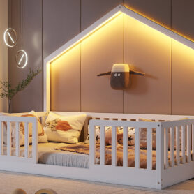 Twin Floor Bed With High Rails