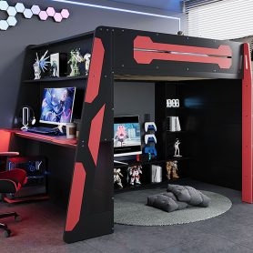 Full Size Wood Loft Bed with Desk, Multi-storage Shelves and RGB Light 37 Full Size Wood Loft Bed with Desk, Multi-storage Shelves and RGB Light