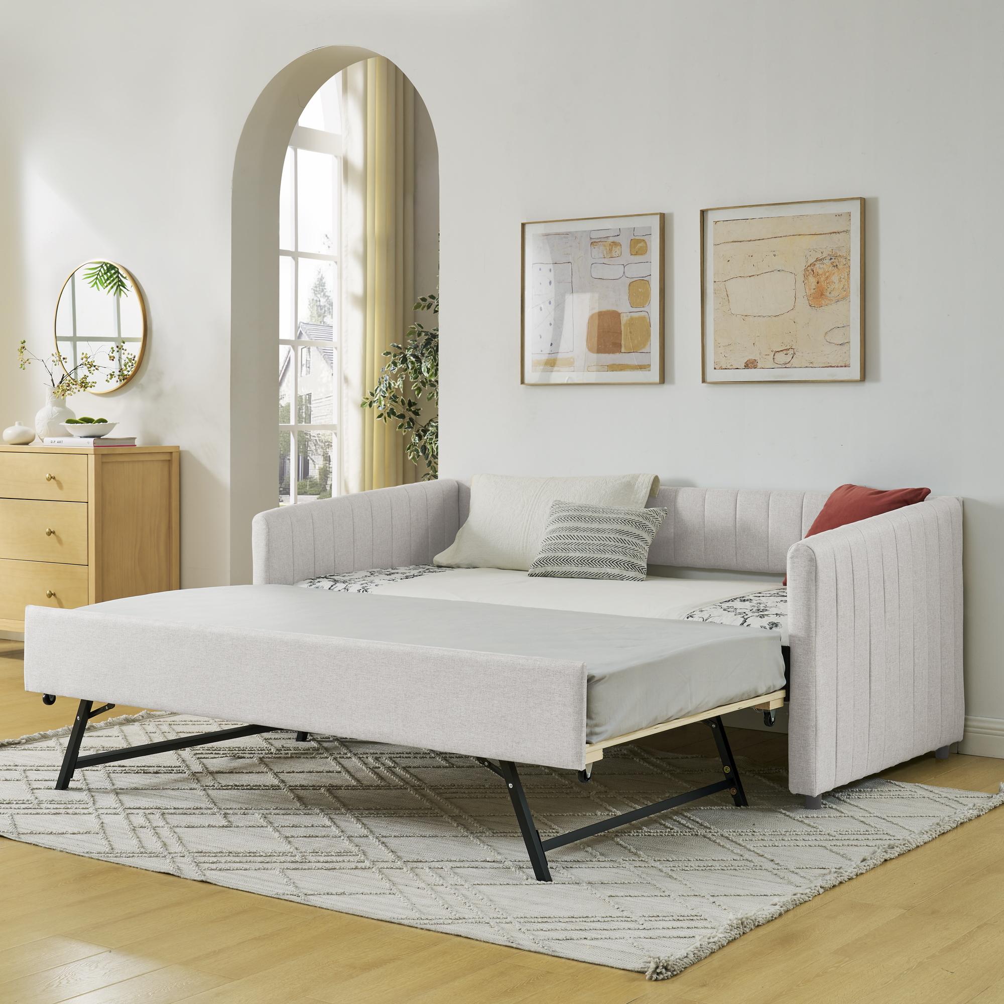 Assembly Instruction For W1413S00090 2 Linen Fabric Twin Size Daybed With Trundle