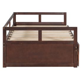 Wooden Daybed with Trundle Bed and Two Storage Drawers