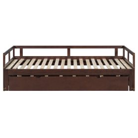Wooden Twin Size Daybed with Trundle Bed