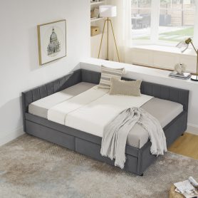 Full Size Upholstered Tufted Bed Frame with Two Drawers 47 Full Size Upholstered Tufted Bed Frame with Two Drawers