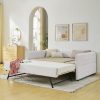 Boucle Fabric Full Size Daybed With Trundle 2 Boucle Fabric Full Size Daybed With Trundle