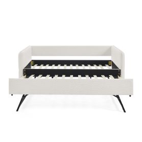 Boucle Fabric Twin Size Daybed With Trundle