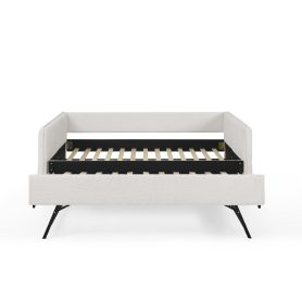 Boucle Fabric Full Size Daybed With Trundle