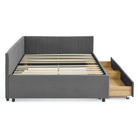 Full Size Upholstered Tufted Bed Frame with Two Drawers 42 Full Size Upholstered Tufted Bed Frame with Two Drawers