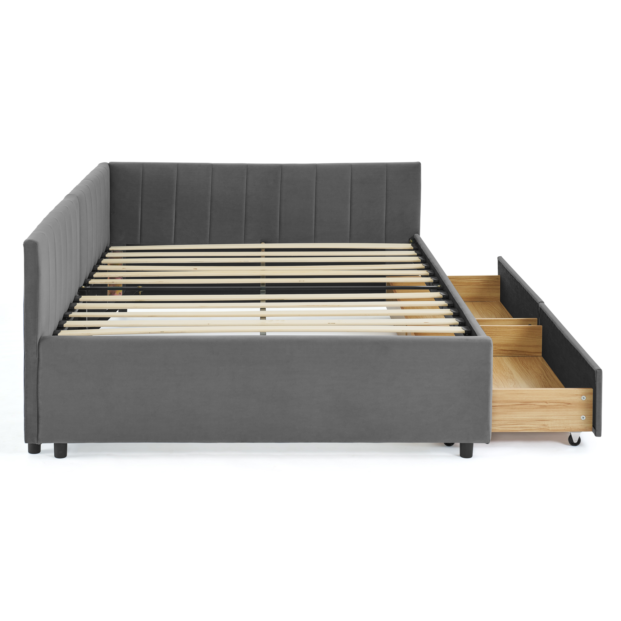 Full Size Upholstered Tufted Bed Frame with Two Drawers 17 Full Size Upholstered Tufted Bed Frame with Two Drawers