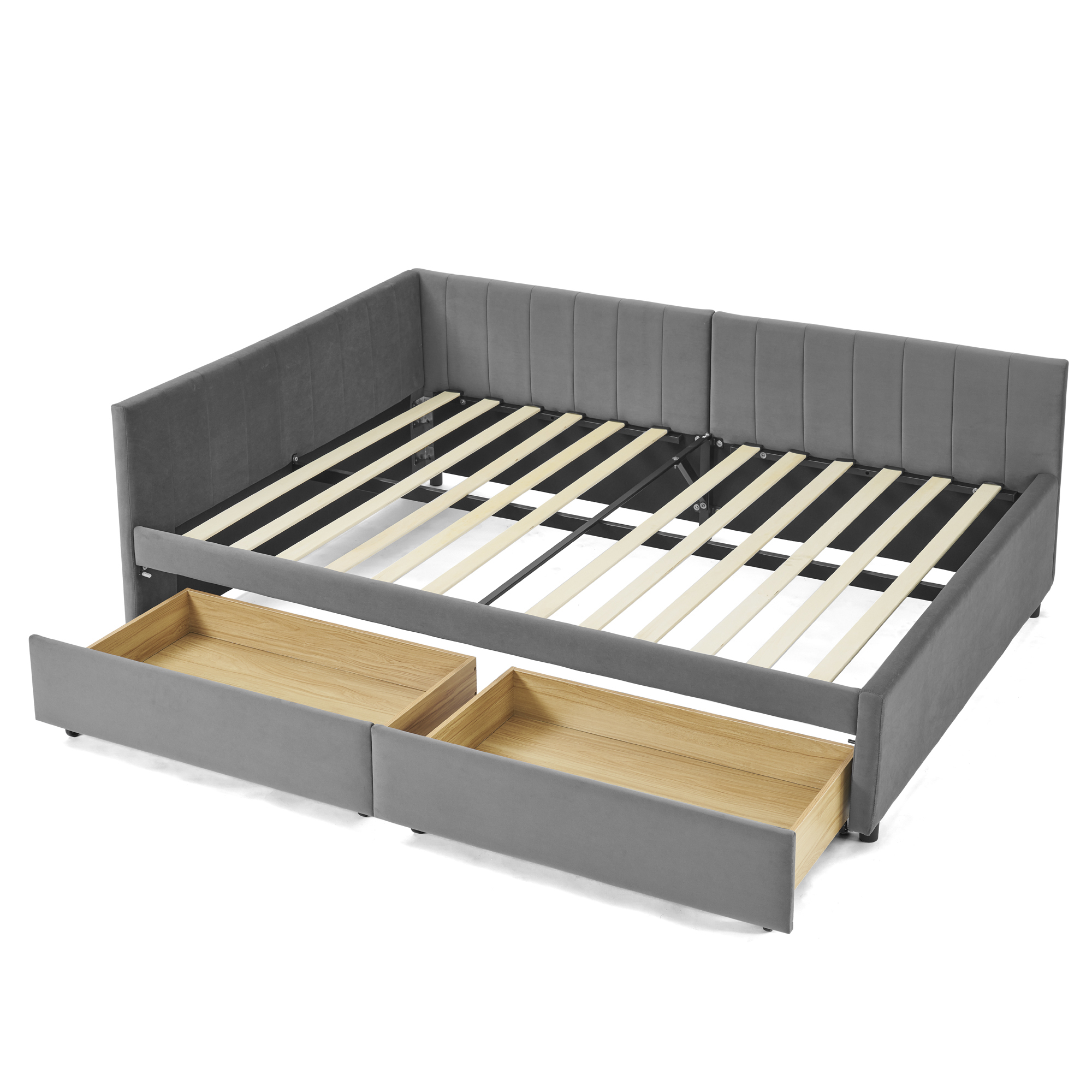 Full Size Upholstered Tufted Bed Frame with Two Drawers 26 Full Size Upholstered Tufted Bed Frame with Two Drawers