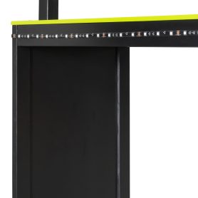 L-Shaped Wooden Twin Size Gaming Bed Frame with RGB LED Lights, Dual twin Beds, USB Ports, TV Stand & Storage Shelves