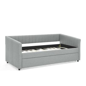 Linen Fabric Twin Size Daybed With Trundle