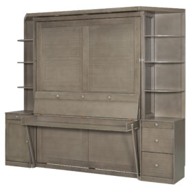 Queen Murphy Bed with Desk, Storage Shelves and Cabinets
