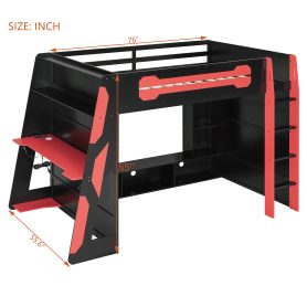 Full Size Wood Loft Bed with Desk, Multi-storage Shelves and RGB Light 36 Full Size Wood Loft Bed with Desk, Multi-storage Shelves and RGB Light
