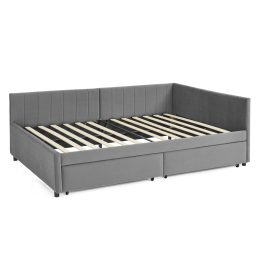 Full Size Upholstered Tufted Bed Frame with Two Drawers 44 Full Size Upholstered Tufted Bed Frame with Two Drawers