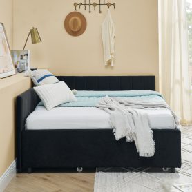 Full Size Daybed with Trundle, Comfortable Backrest And Armrests 29 Full Size Daybed with Trundle, Comfortable Backrest And Armrests