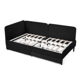Twin Size Upholstered Platform Bed Frame With 2 Storage Drawers
